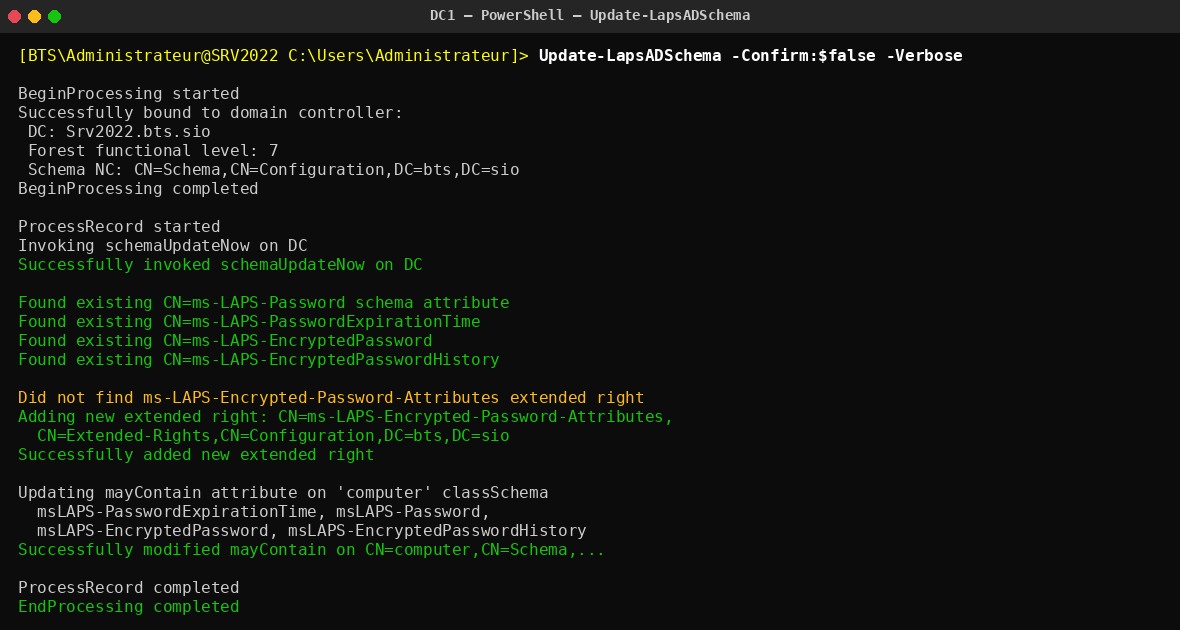 Extension de schéma : extended right chiffré ajouté, classe computer mise à jour