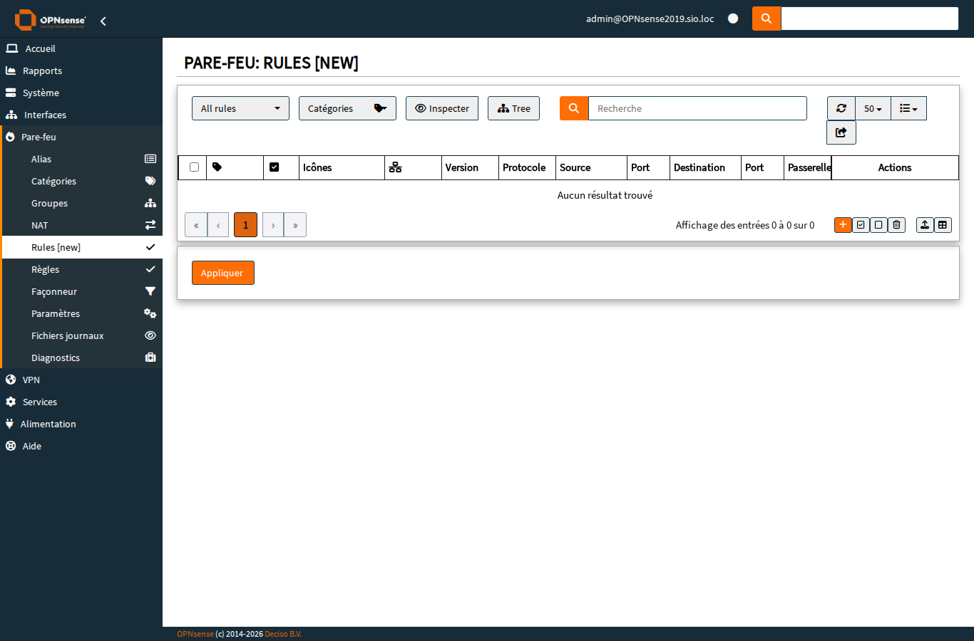 Page Pare-feu > Regles > WAN : verifier l'absence de regle PASS port 49222.
