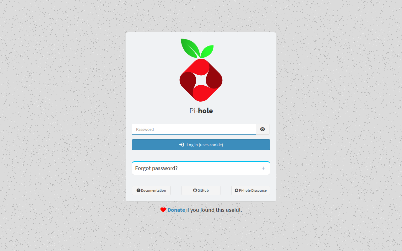 Page de connexion PiHole